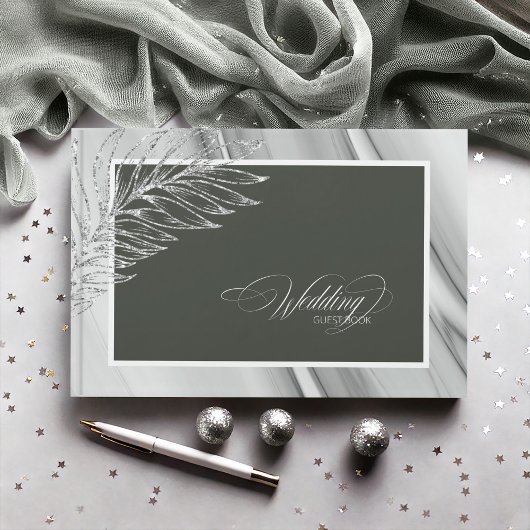 Silver Leaf Wedding Sage Green ID876 Gastenboek