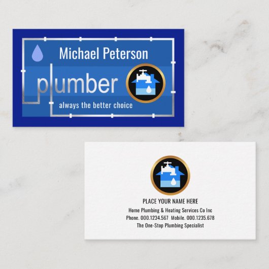 Silver Leaking Water Pipes Plumber Visitekaartje (Voorkant / Achterkant)
