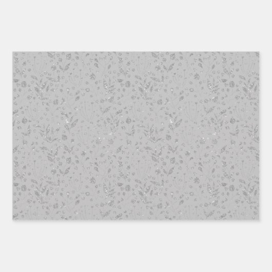 Silver Leaves Black en Grey Inpakpapier Vel (Voorkant 3)