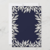 Silver Leaves Botanical Glam Blue Pink Weddenschap Kaart (Achterkant)