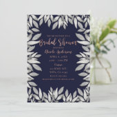 Silver Leaves Botanical Glam Blue Pink Weddenschap Kaart (Staand voorkant)