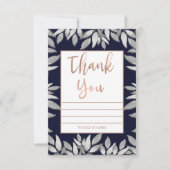 Silver Leaves Botanical Glam Blue Roze Hartelijk d Kaart (Voorkant)