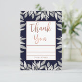 Silver Leaves Botanical Glam Blue Roze Hartelijk d Kaart (Staand voorkant)