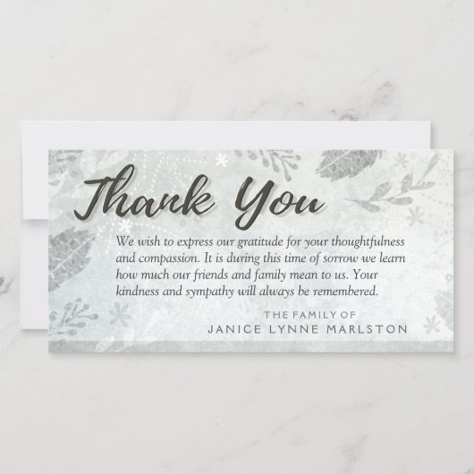 Silver Leaves Dank u voor het begrip familie Bedankkaart (Voorkant)