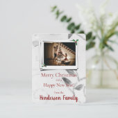 Silver Leaves Flat Holiday-fotokaart Feestdagenkaart (Staand voorkant)