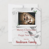 Silver Leaves Flat Holiday-fotokaart Feestdagenkaart (Voorkant)