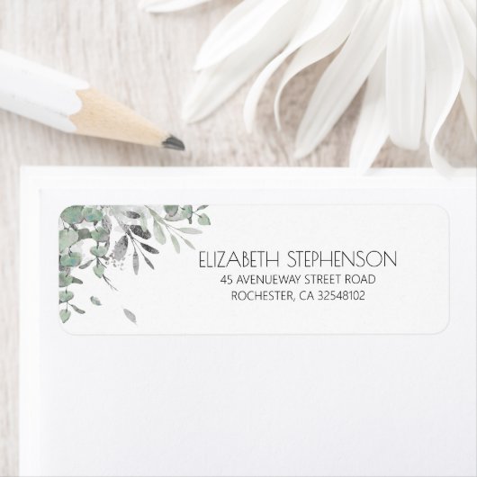 Silver Leaves Greenery Elegant Label (Insitu)