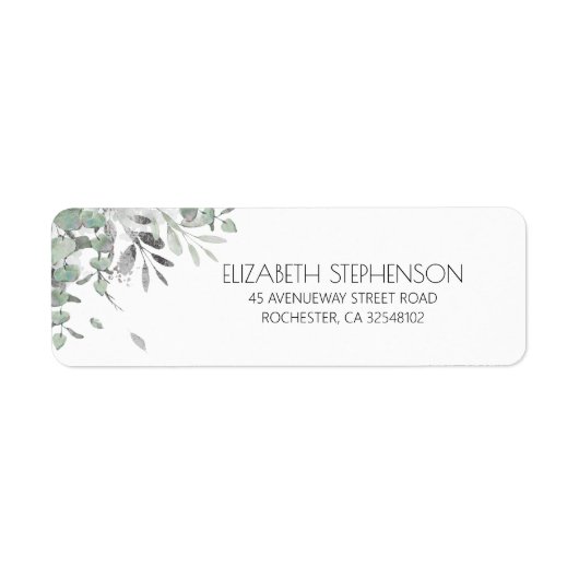 Silver Leaves Greenery Elegant Label (Voorkant)