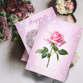 Silver Leaves Heart Pink Rose Happy Moederdag Kaart