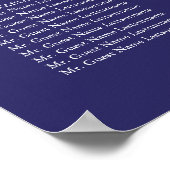 Silver Leaves Herfst Navy Wedding Seating Chart Poster (Hoek)