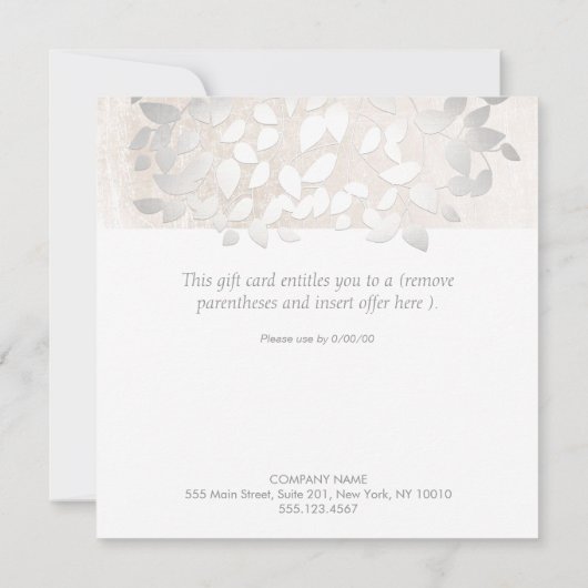 Silver Leaves Marble Salon Spa Cadeaubon (Achterkant)