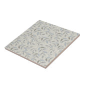 Silver Leaves on Grey Texture Print Ceramic Tile Tegeltje (Zijkant)