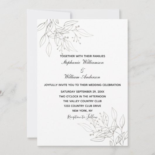 Silver leest elegante formele moderne grafische br kaart (Voorkant)