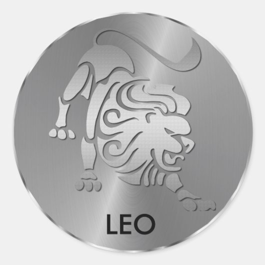 Silver Leo de Leeuw - Zodiac Sign Ronde Sticker (Voorkant)
