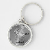 Silver Leo ♌ de leeuw - Zodiac Sign Sleutelhanger (Voorkant)