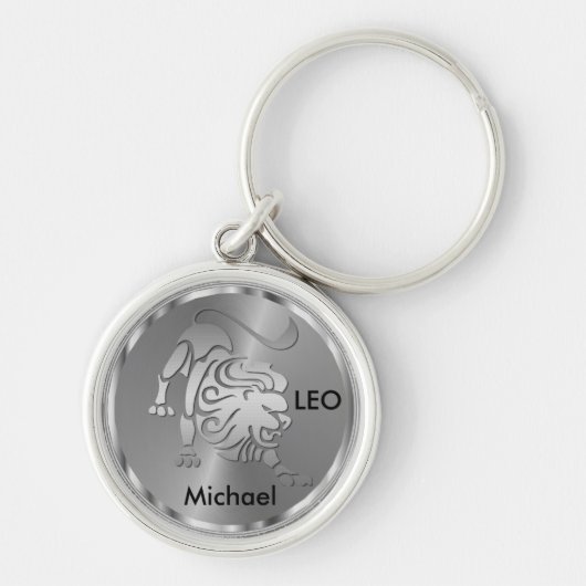 Silver Leo ♌ de leeuw - Zodiac Sign Sleutelhanger (Voorkant)