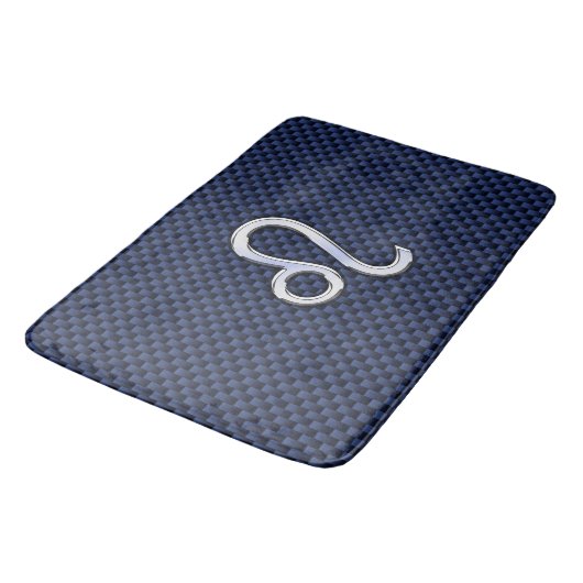 Silver Leo-symbool op Navy Blue Carbon Print Badmat (Gekanteld)