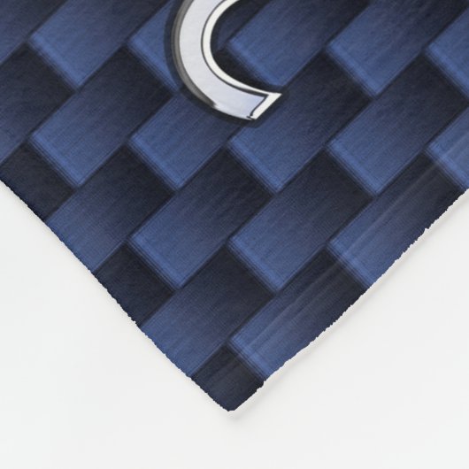 Silver Leo-symbool op Navy Blue Carbon Print Fleece Deken (Hoek)