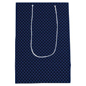 Silver Leo-symbool op Navy Blue Carbon Print Medium Cadeauzakje (Achterkant)
