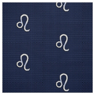 Silver Leo-symbool op Navy Blue Carbon Print Stof
