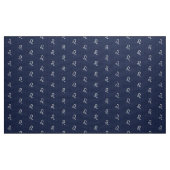 Silver Leo-symbool op Navy Blue Carbon Print Stof (Yard (91,4 cm))