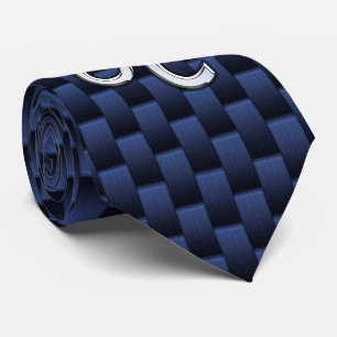 Silver Leo-symbool op Navy Blue Carbon Print Stropdas