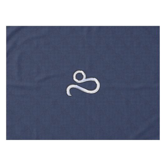 Silver Leo-symbool op Navy Blue Carbon Print Tafelkleed (Voorkant (Horizontaal))