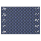Silver Leo-symbool op Navy Blue Carbon Print Tafelkleed (Voorkant (Horizontaal))