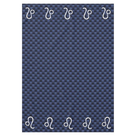 Silver Leo-symbool op Navy Blue Carbon Print Tafelkleed (Voorkant)
