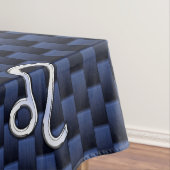Silver Leo-symbool op Navy Blue Carbon Print Tafelkleed (Voorbeeld)