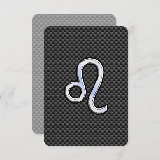 Silver Leo Zodiab-symbool op koolstofvezel afdrukk (Voorkant / Achterkant)