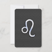 Silver Leo Zodiab-symbool op koolstofvezel afdrukk (Voorkant)