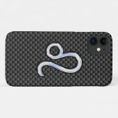 Silver Leo Zodiac Symbol Charcoal Carbon Fiber Case-Mate iPhone Case (Achterkant (horizontaal))