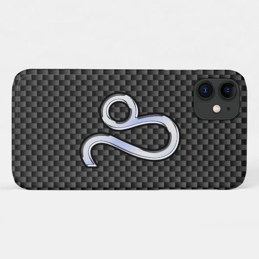 Silver Leo Zodiac Symbol Charcoal Carbon Fiber Case-Mate iPhone Case (Achterkant (horizontaal))