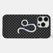 Silver Leo Zodiac Symbol Charcoal Carbon Fiber iPhone Hoesje (Achterkant horizontaal)