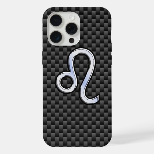 Silver Leo Zodiac Symbol Charcoal Carbon Fiber iPhone Hoesje (Achterkant)