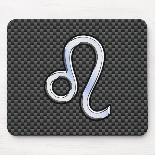 Silver Leo Zodiac Symbol Charcoal Carbon Fiber Muismat (Voorkant)