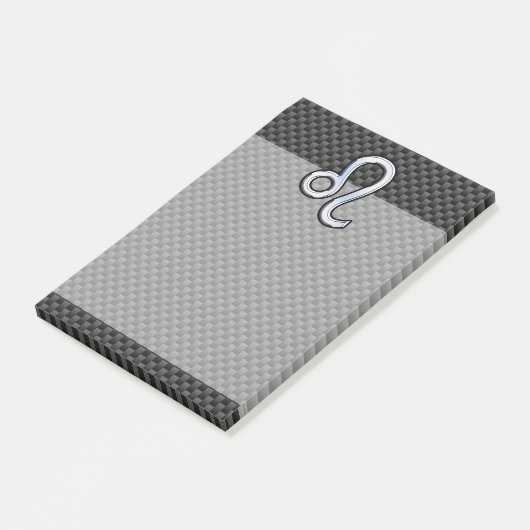 Silver Leo Zodiac Symbol Charcoal Carbon Fiber Post-it® Notes (Schuin)