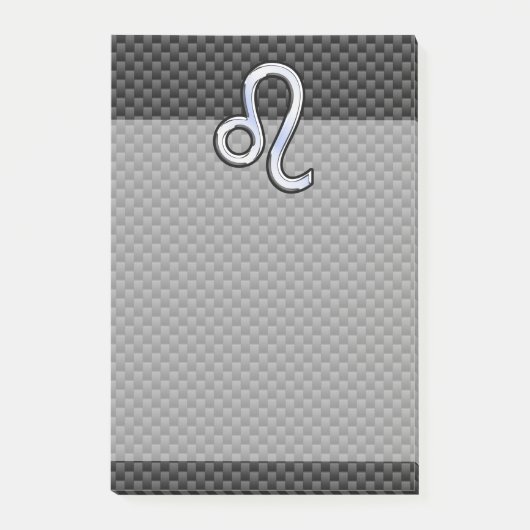 Silver Leo Zodiac Symbol Charcoal Carbon Fiber Post-it® Notes (Voorkant)