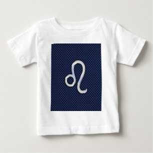 Silver Leo Zodiac Symbol Navy Carbon Fiber Print