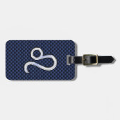 Silver Leo Zodiac Symbol Navy Carbon Fiber Print Bagagelabel (Voorkant horizontaal)