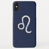 Silver Leo Zodiac Symbol Navy Carbon Fiber Print Case-Mate iPhone Case (Achterkant)