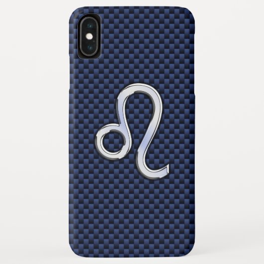 Silver Leo Zodiac Symbol Navy Carbon Fiber Print Case-Mate iPhone Case (Achterkant)