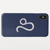 Silver Leo Zodiac Symbol Navy Carbon Fiber Print Case-Mate iPhone Case (Achterkant (horizontaal))