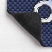 Silver Leo Zodiac Symbol Navy Carbon Fiber Print Muismat (Hoek)