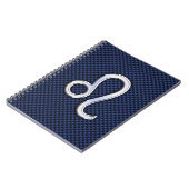 Silver Leo Zodiac Symbol Navy Carbon Fiber Print Notitieboek (Linkerzijde)