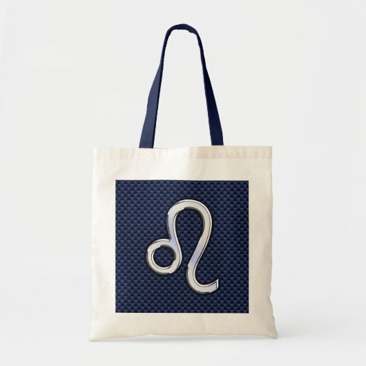 Silver Leo Zodiac Symbol Navy Carbon Fiber Print Tote Bag (Voorkant)