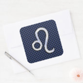 Silver Leo Zodiac Symbol Navy Carbon Fiber Print Vierkante Sticker (Envelop)