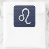 Silver Leo Zodiac Symbol Navy Carbon Fiber Print Vierkante Sticker (Tas)
