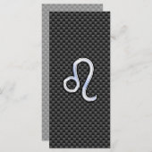 Silver Leo Zodiac-symbool op koolstofvezel afdrukk (Voorkant / Achterkant)